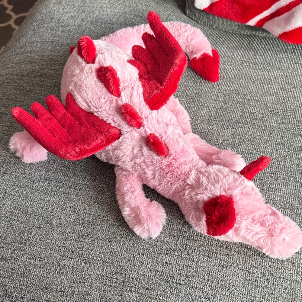 Jellycat Pink and Red Stuffed Heart Dragon NWT